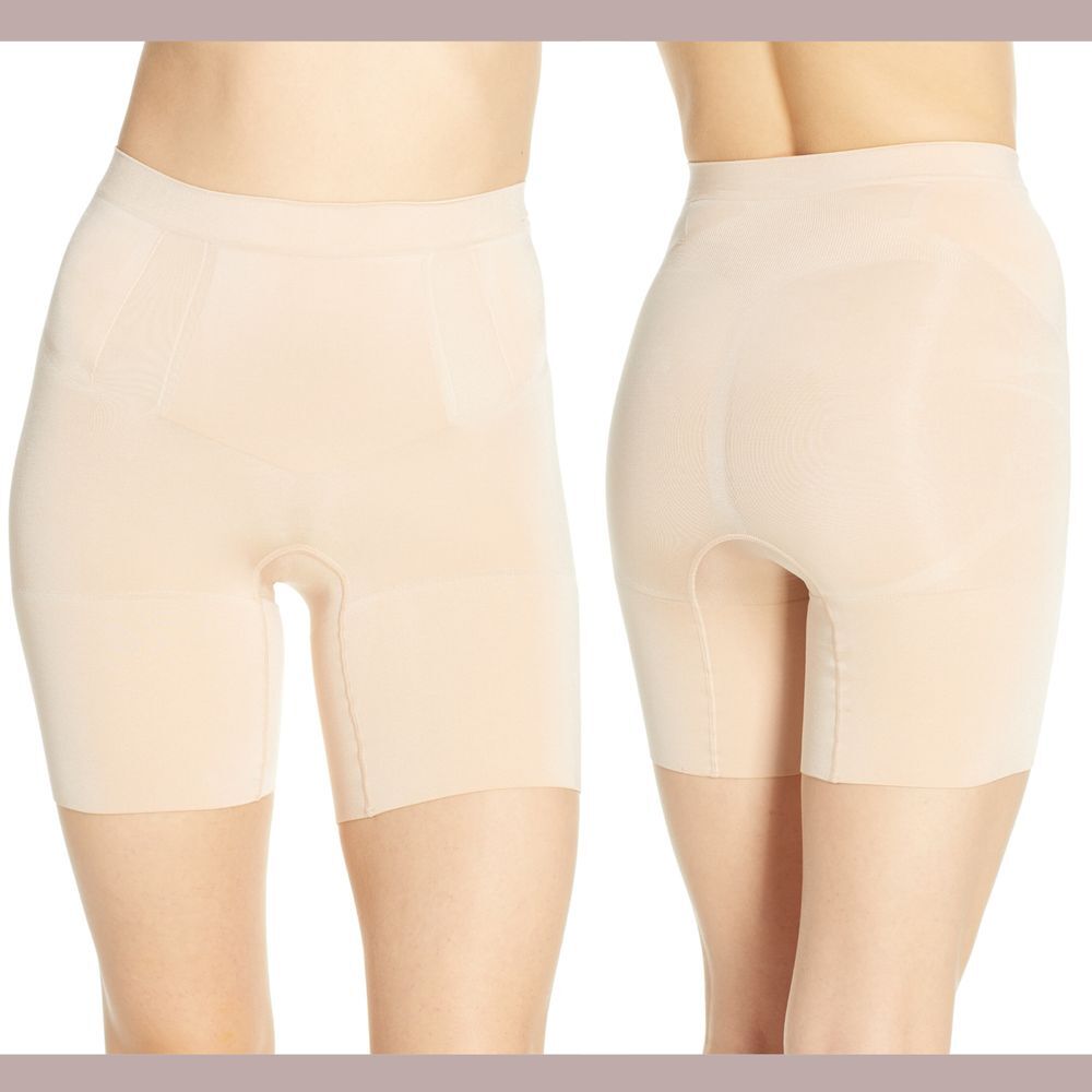 NEW Spanx‎ [ Large ] Shaping OnCore Mid Thigh Shorts in Nude